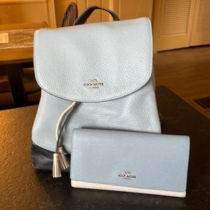 Coach backpack purse and matching wallet set
